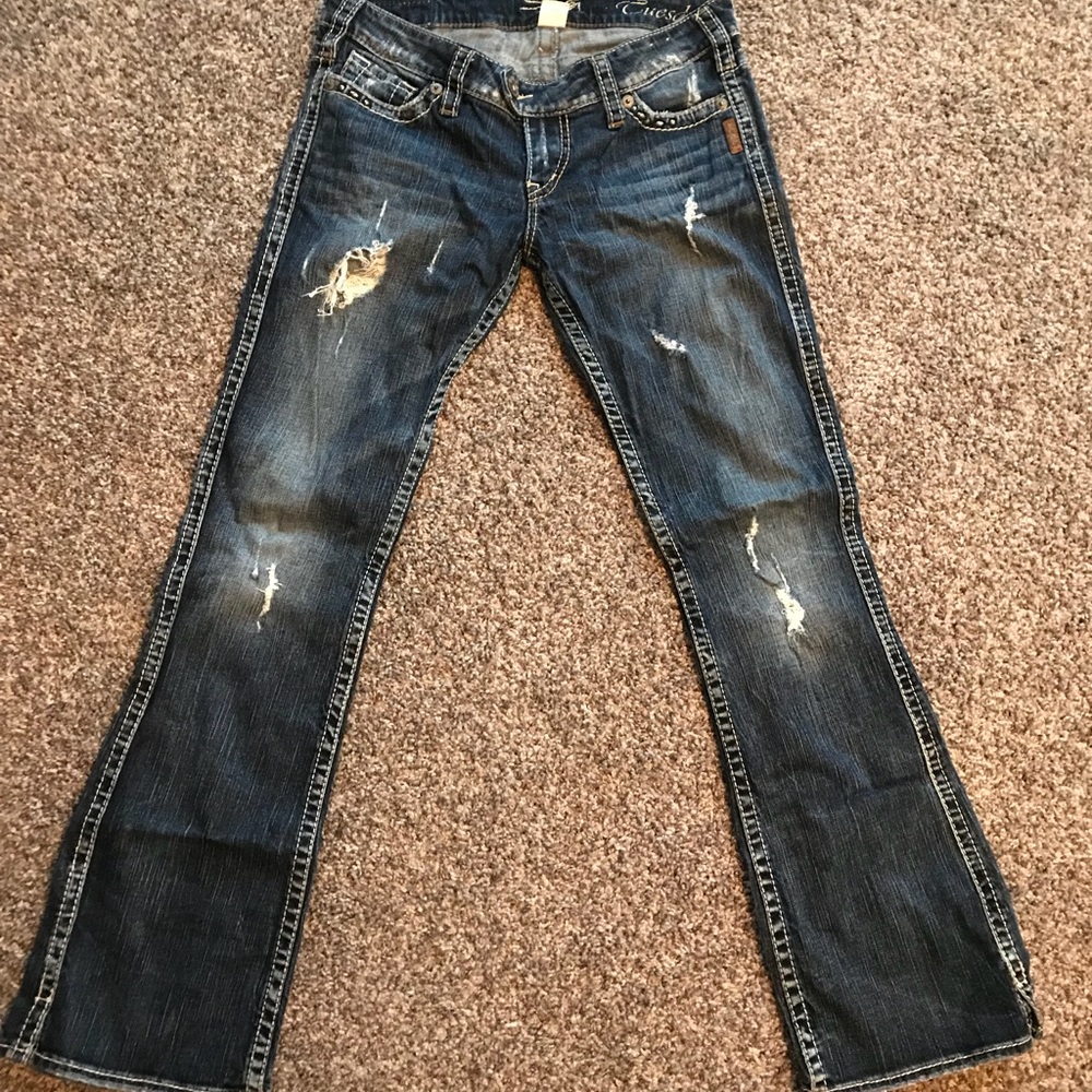 Silver distressed jeans